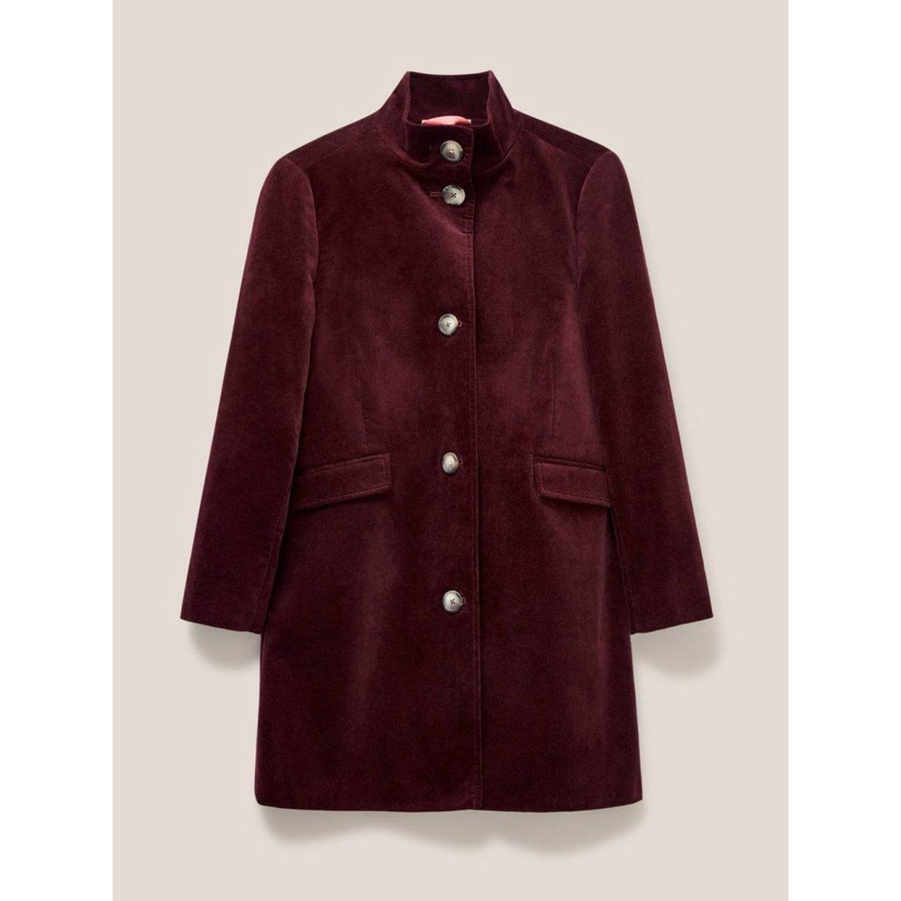 White Stuff NWT Burgundy Velvet Coat Size 16R - Picture 3 of 4